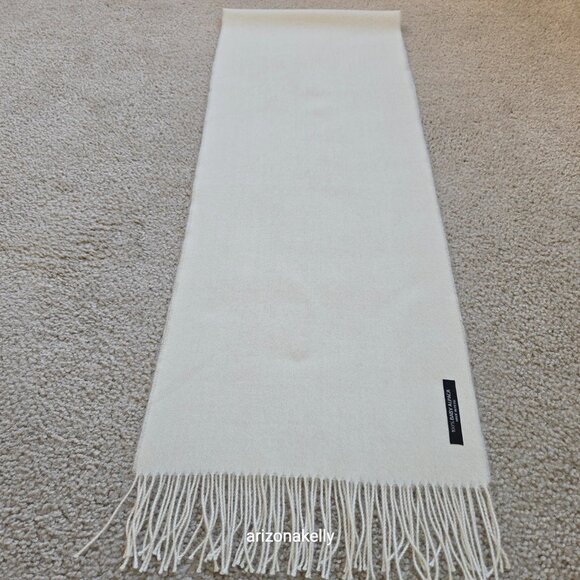 NWOT 100% Baby Alpaca Ivory Scarf Fringe - Picture 6 of 9